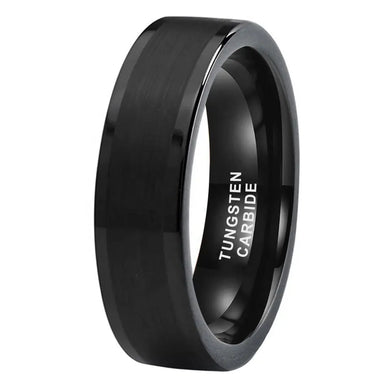 Tungsten Black Brushed & Polished Mens Ring