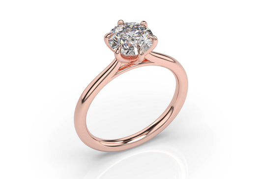 Round Brilliant Rose Gold Six Claw Solitaire Engagement Ring