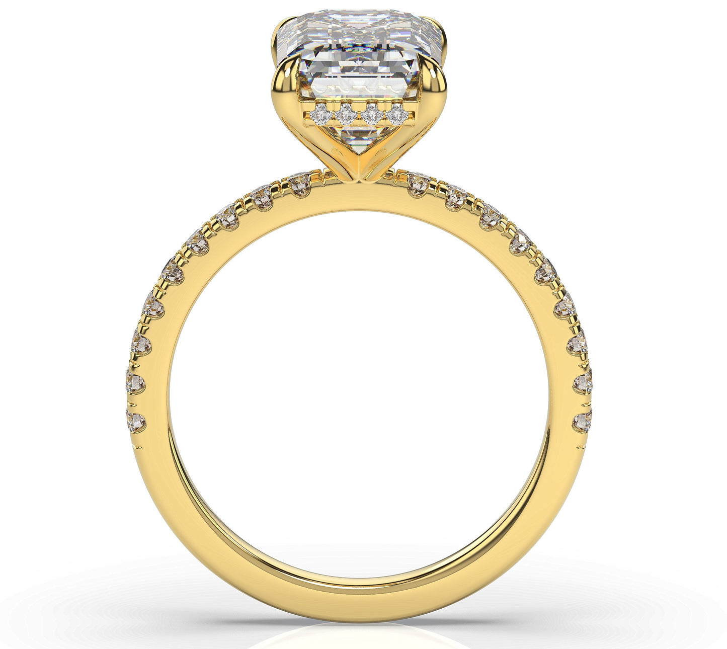 Emerald Yellow Gold Hidden Halo Engagement Ring