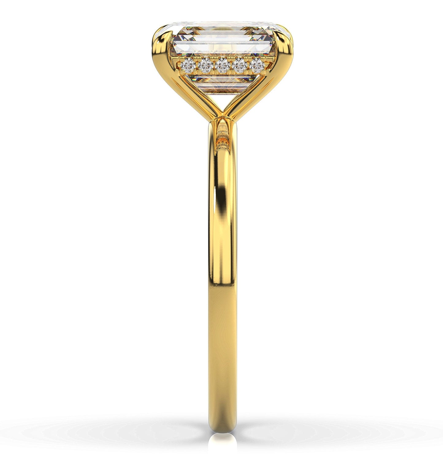 Emerald Yellow Gold Hidden Halo Solitaire Engagement Ring