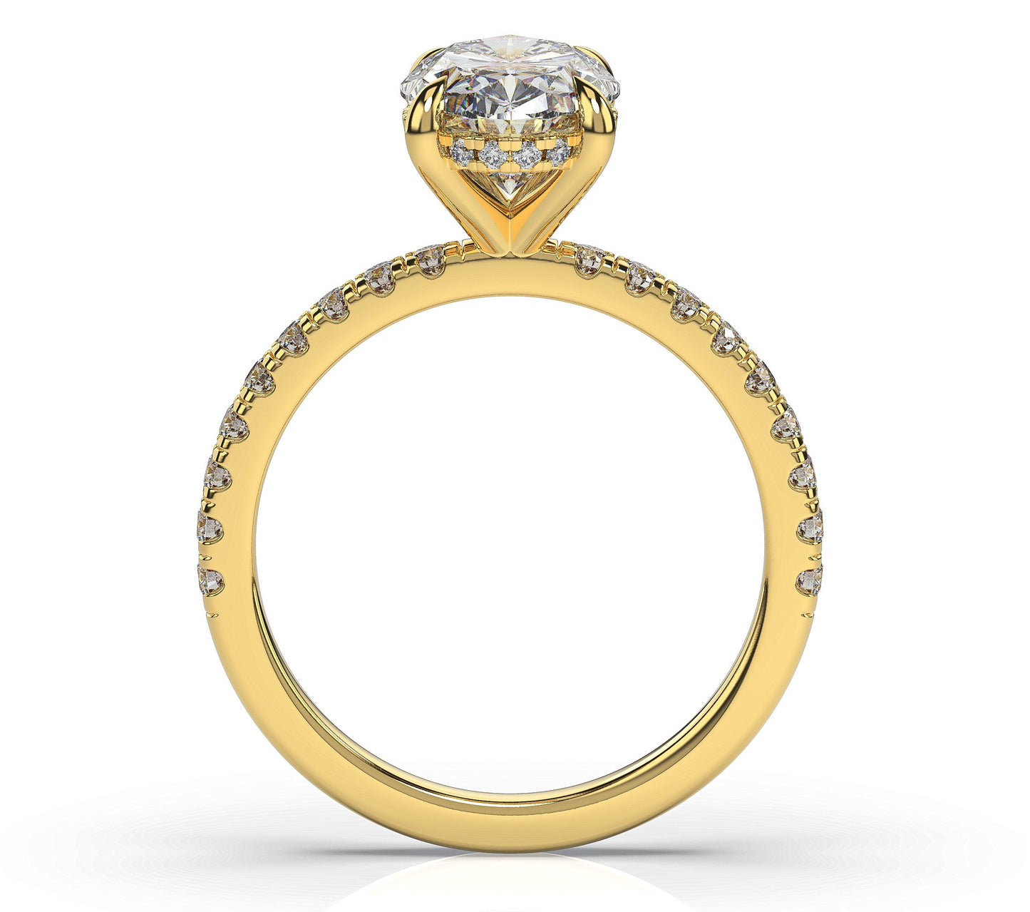Oval Yellow Gold Hidden Halo Engagement Ring