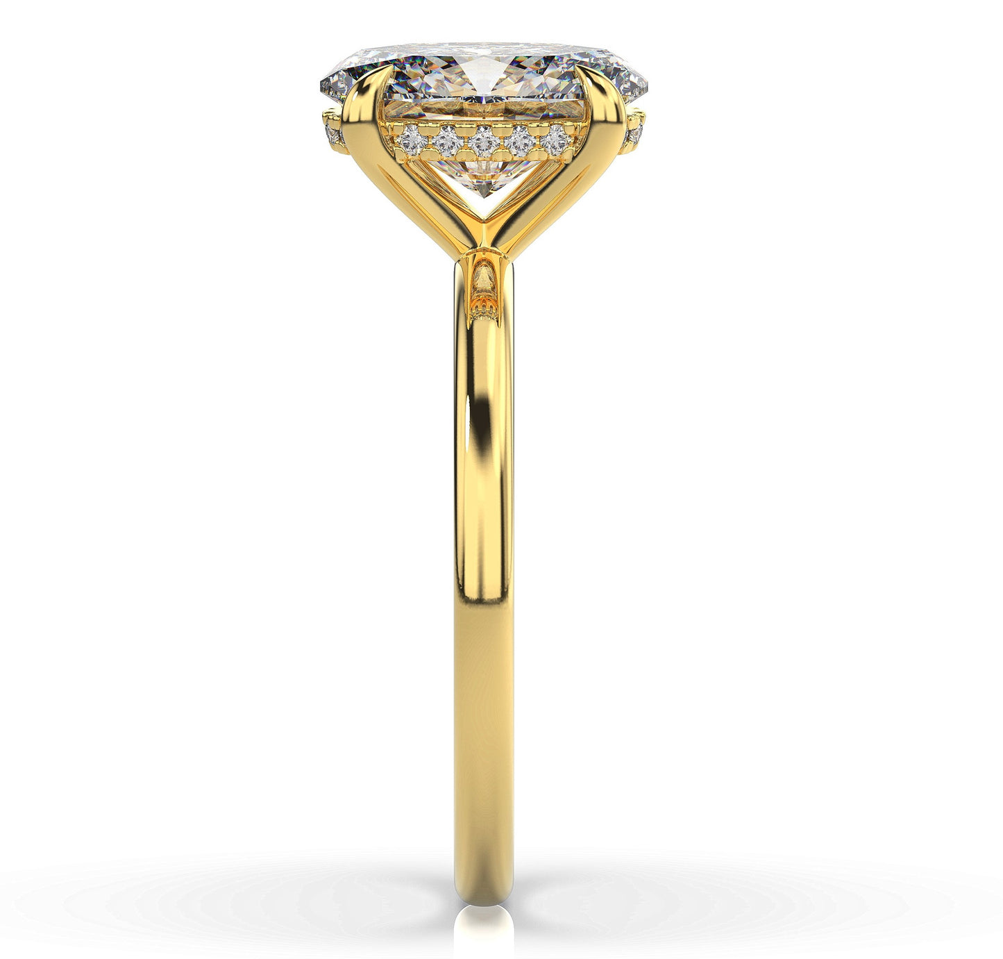 Oval Yellow Gold Hidden Halo Solitaire Engagement Ring