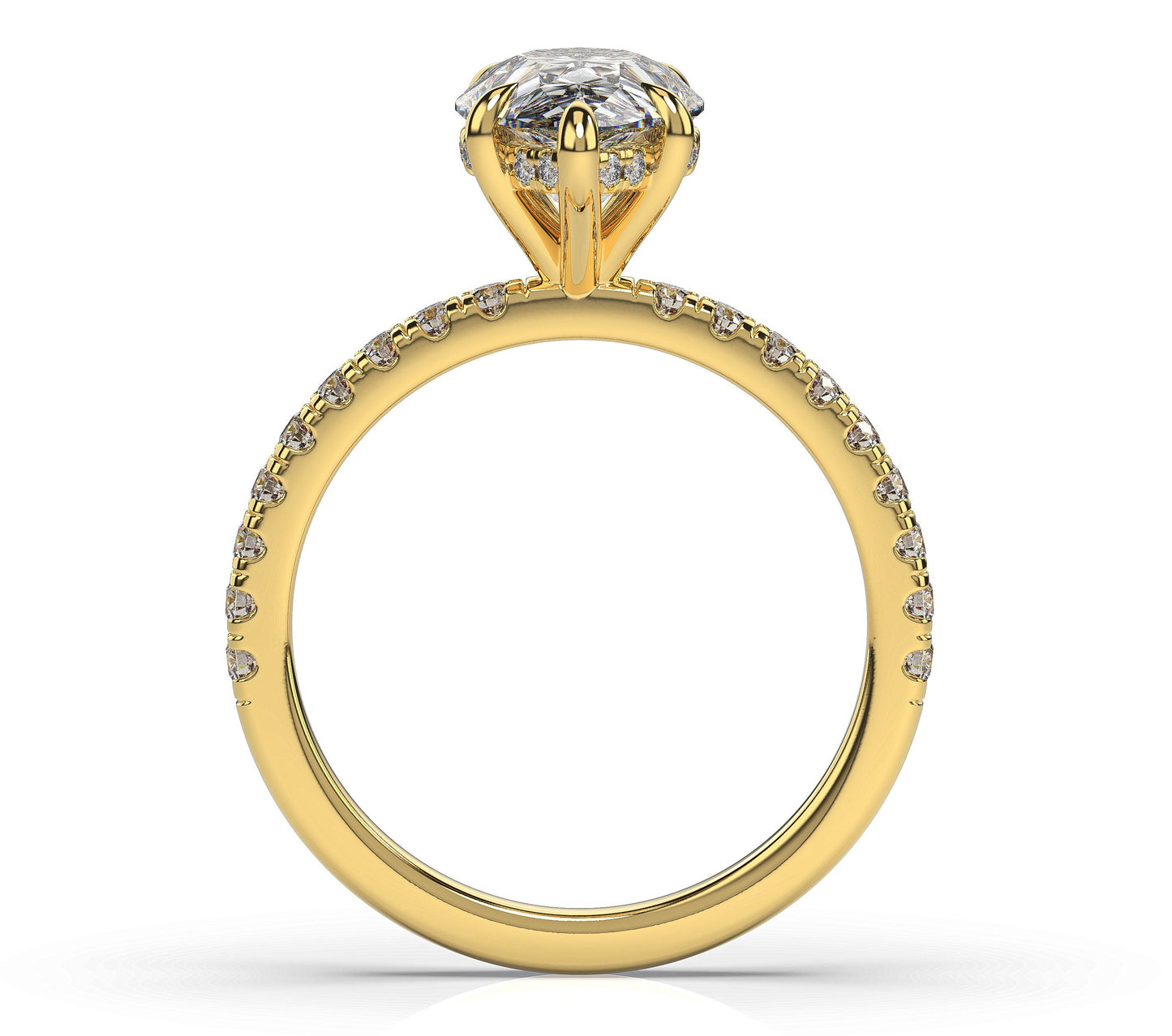 Pear Yellow Gold Hidden Halo Engagement Ring