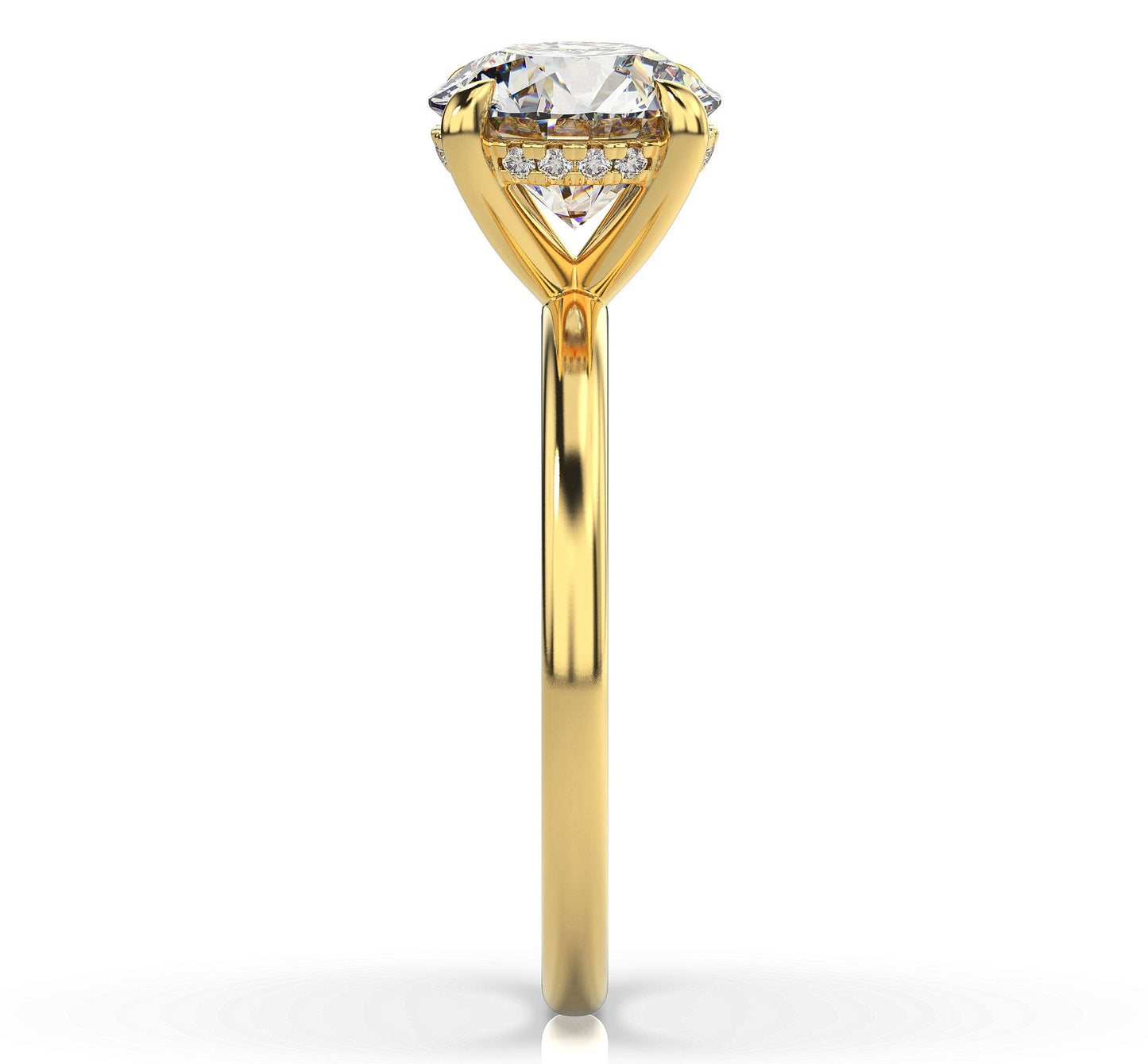 Round Brilliant Yellow Gold Hidden Halo Solitaire Engagement Ring