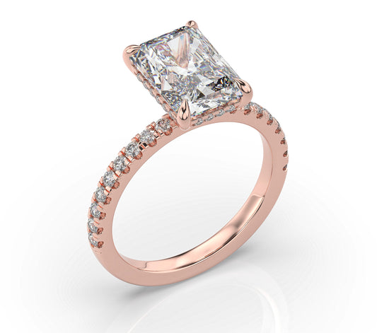 Radiant Rose Gold Hidden Halo Engagement Ring