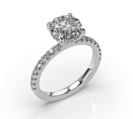 Round Brilliant White Gold Hidden Halo Engagement Ring