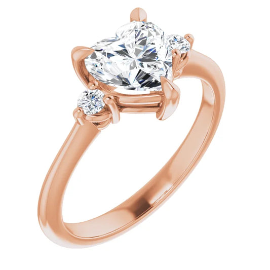 Heart Rose Gold Accent Engagement Ring
