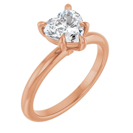 Heart Rose Gold Solitaire Engagement Ring