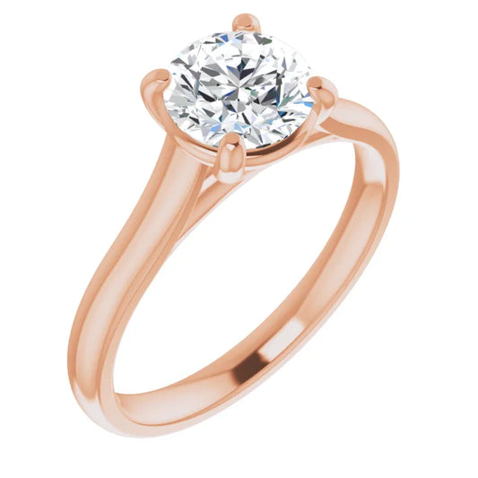 Four Claw Round Brilliant Rose Gold Solitaire Lab Diamond Engagement Ring