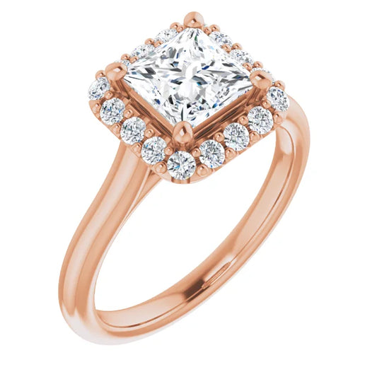 Princess Halo Solitaire Rose Gold Lab Diamond Engagement Ring
