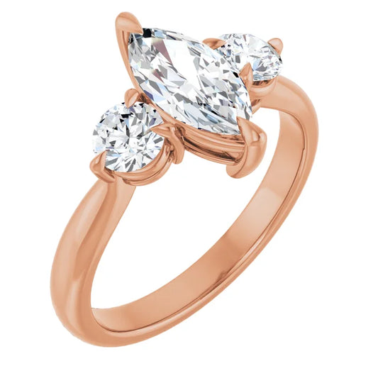 Marquise Rose Gold Accent Engagement Ring