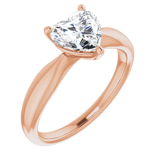 Heart Rose Gold Knife Edge Solitaire Engagement Ring