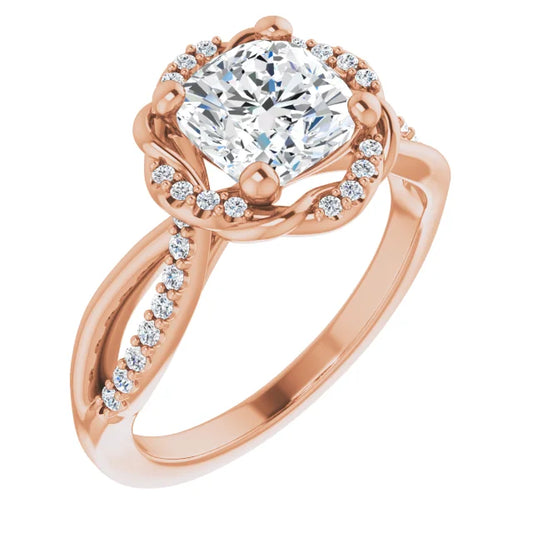 Cushion Rose Gold Antique Inspired Design Engagement Ring