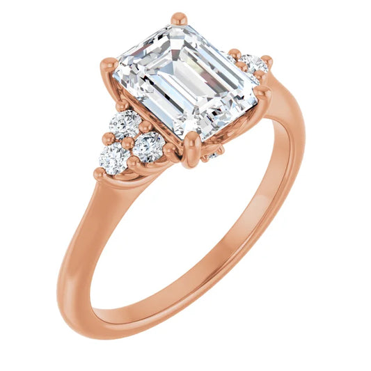 Emerald Rose Gold Antique Inspired Design Engagement Ring