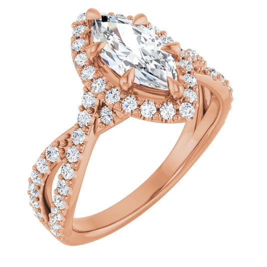 Marquise Twist Halo Style Engagement Ring