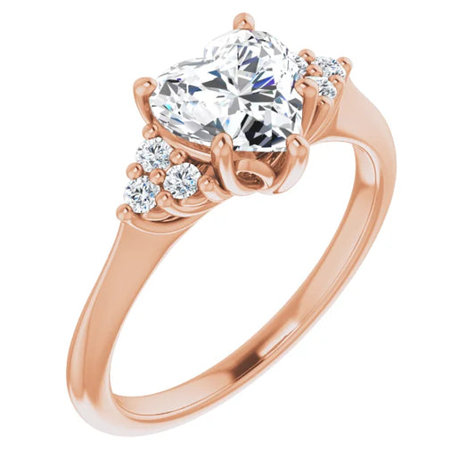 Heart Rose Gold Antique Inspired Design Engagement Ring