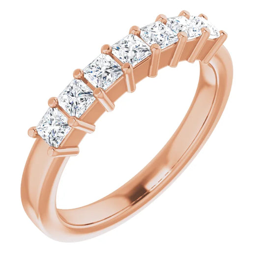 Seven Stone Princess Cut Lab Diamond Anniversary Band