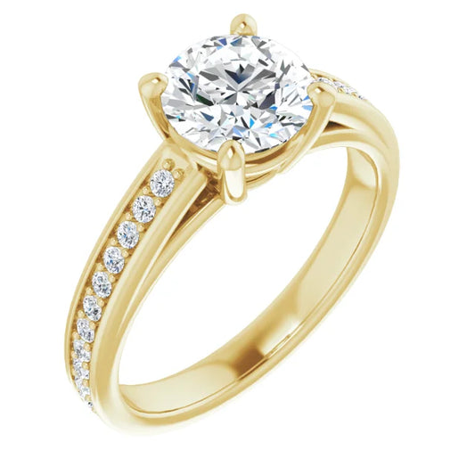 Round Brilliant Yellow Gold Claw Set Style Lab Diamond Engagement Ring