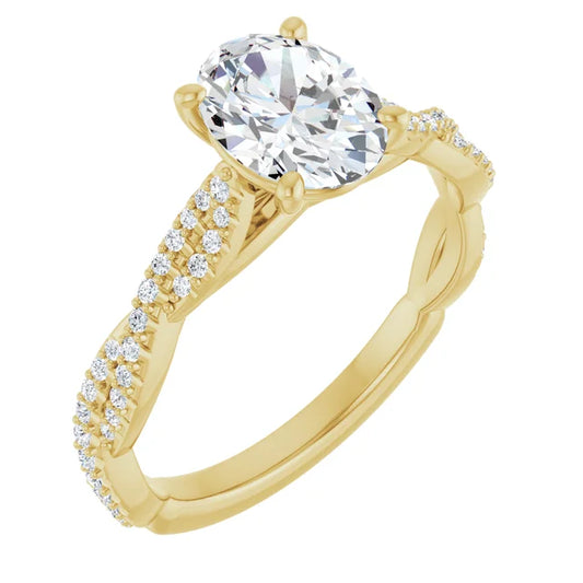 Oval Yellow Gold Twist Style Engagement Ring