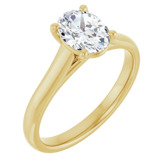Four Claw Oval Solitaire Engagement Ring