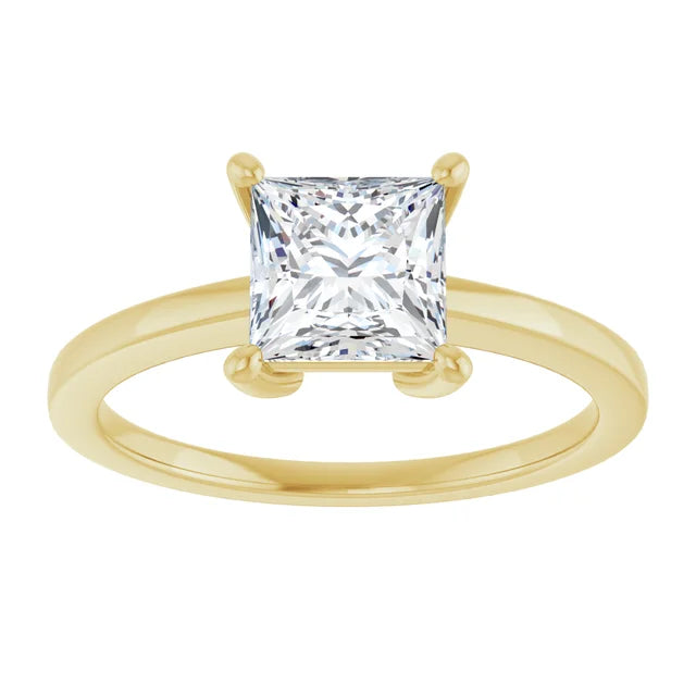 Princess Yellow Gold Solitaire Style Engagement Ring