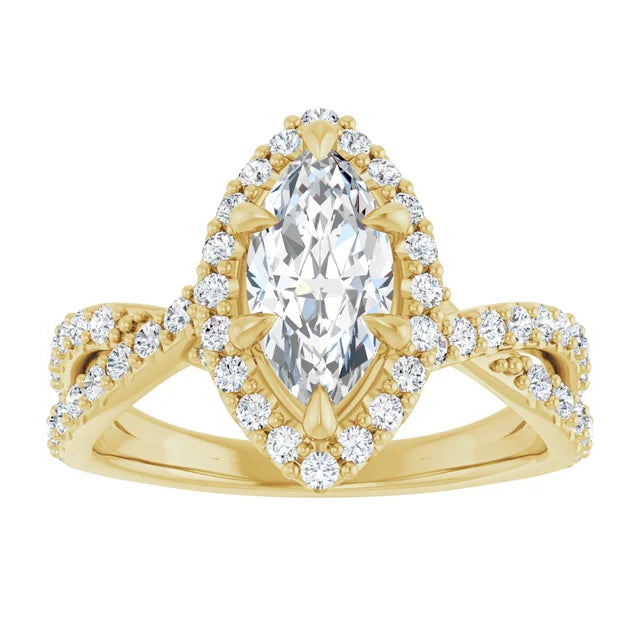 Marquise Twist Halo Style Engagement Ring
