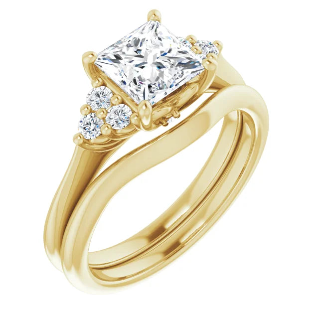 Princess Yellow Gold Antique Inspired Design Engagement Ring