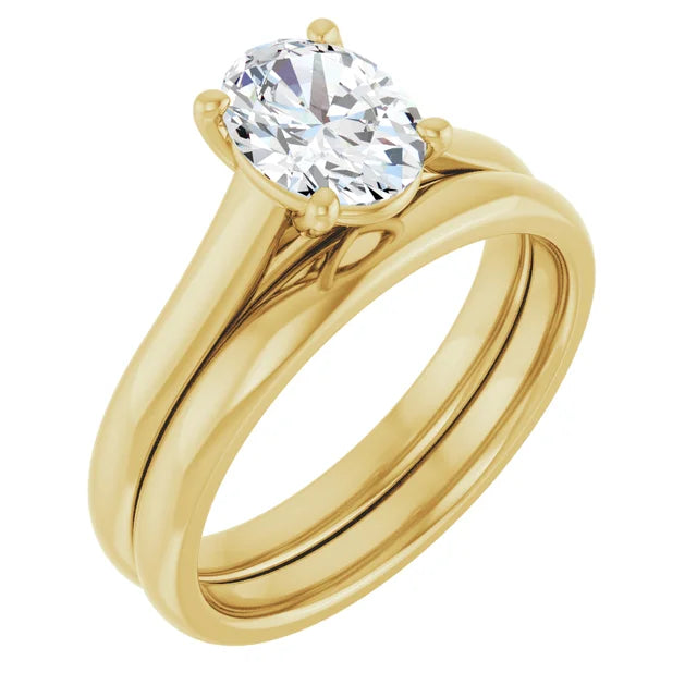 Four Claw Oval Solitaire Engagement Ring