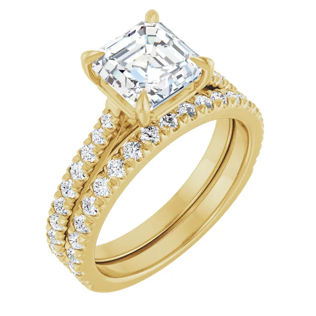 Asscher Yellow Gold Claw Set Style Engagement Ring