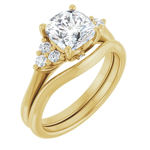 Cushion Yellow Gold Antique Inspired Design Engagement Ring
