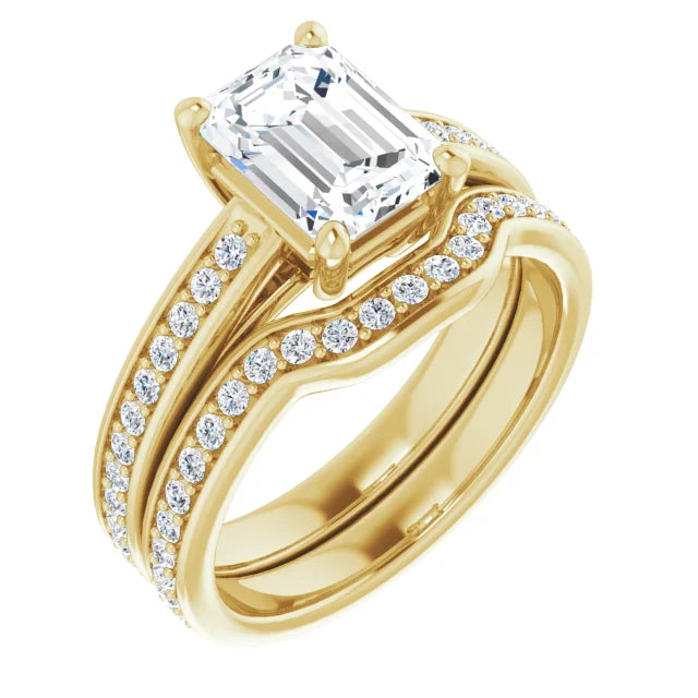Emerald Yellow Gold Claw Set Style Lab Diamond Engagement Ring