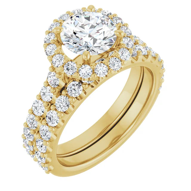 Round Brilliant Halo Yellow Gold Style Engagement Ring