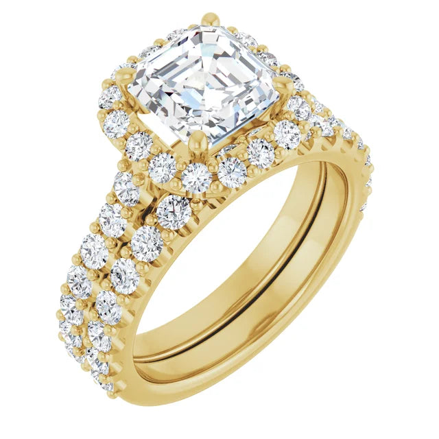Asscher Halo Yellow Gold Style Engagement Ring