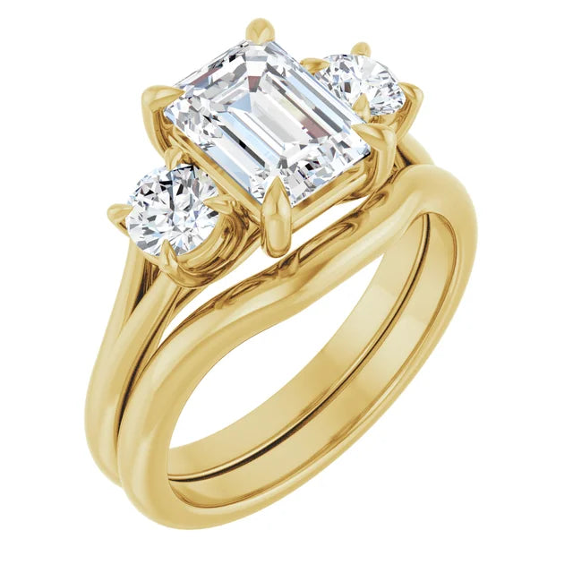 Emerald Yellow Gold Accent Engagement Ring