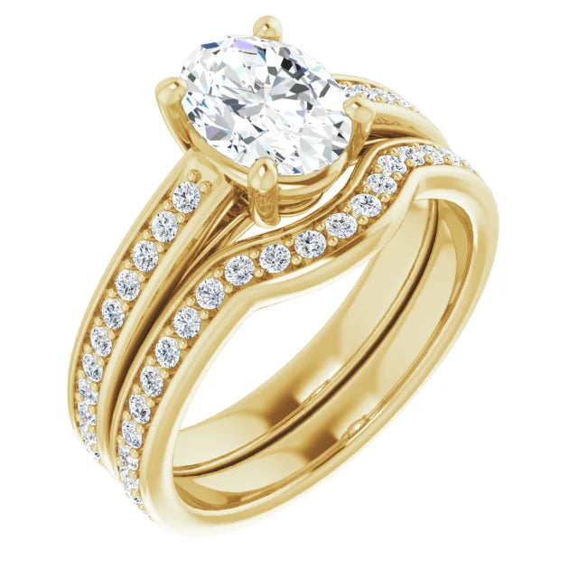 Oval Yellow Gold Claw Set Style Lab Diamond Engagement Ring