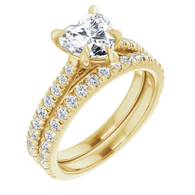 Heart Yellow Gold Claw Set Style Engagement Ring