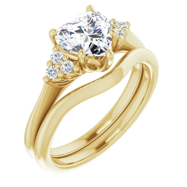 Heart Yellow Gold Antique Inspired Design Engagement Ring