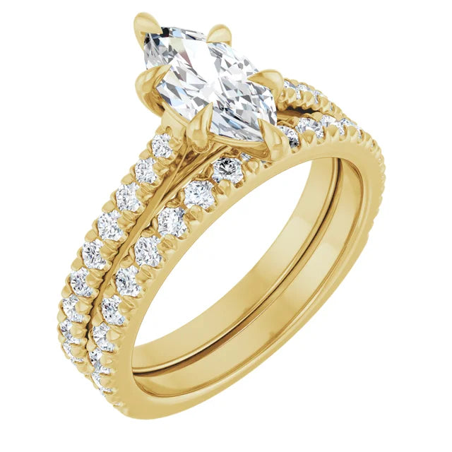 Marquise Yellow Gold Claw Set Style Engagement Ring