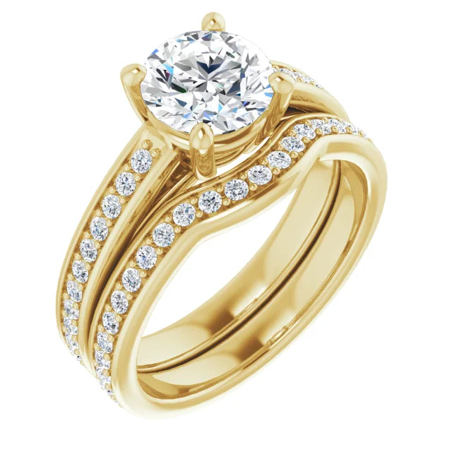 Round Brilliant Yellow Gold Claw Set Style Lab Diamond Engagement Ring