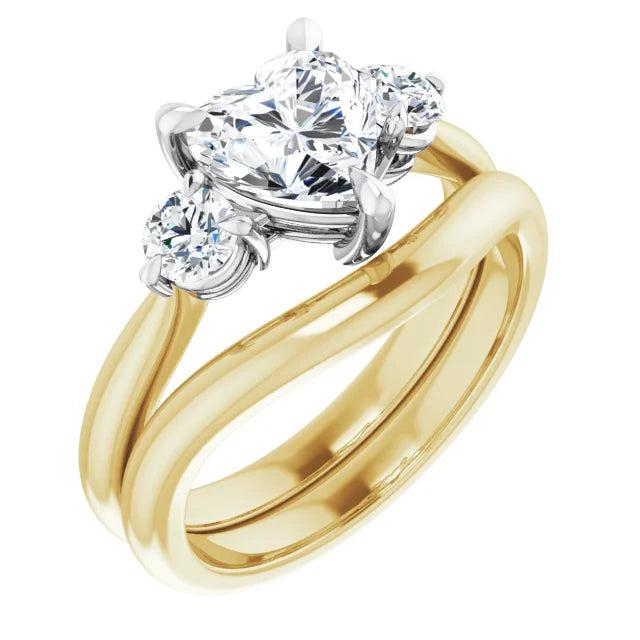 Heart White & Yellow Gold Accent Engagement Ring