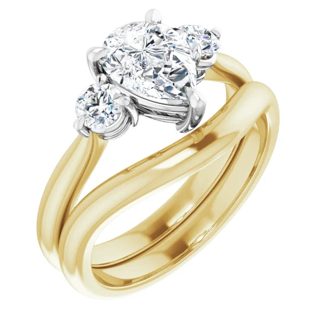 Pear White & Yellow Gold Accent Engagement Ring