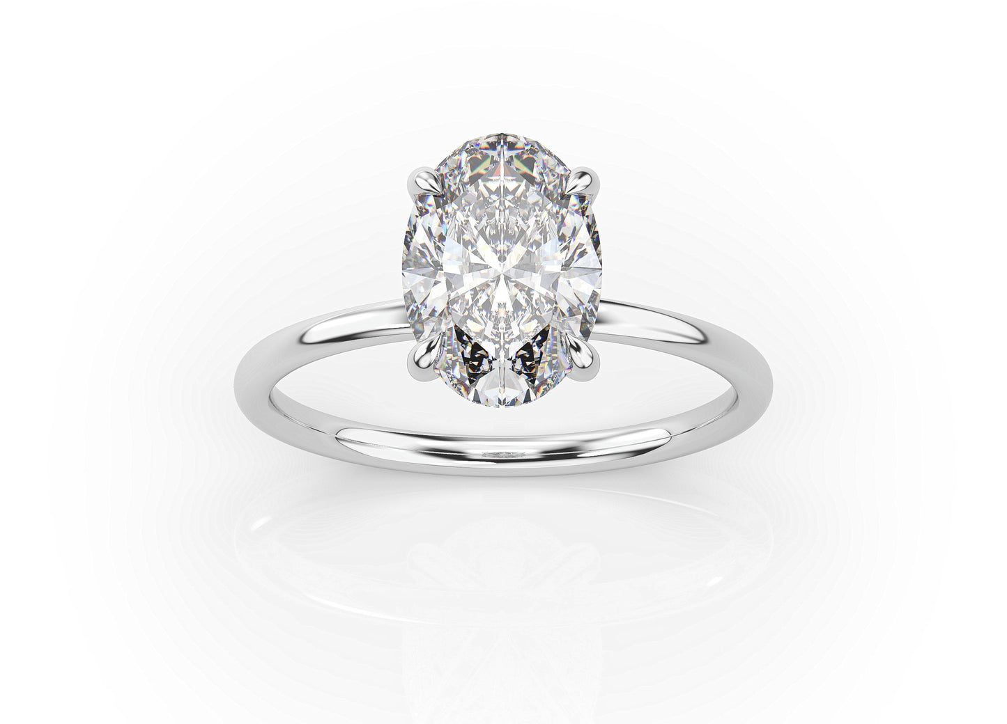 1.33ct Oval Lab Diamond Hidden Halo Solitaire Engagement Ring