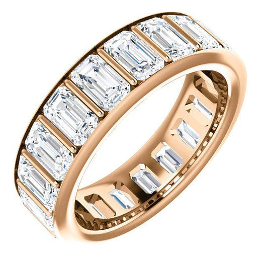 5.70ct Emerald Channel Set Moissanite Eternity Band - I Heart Moissanites