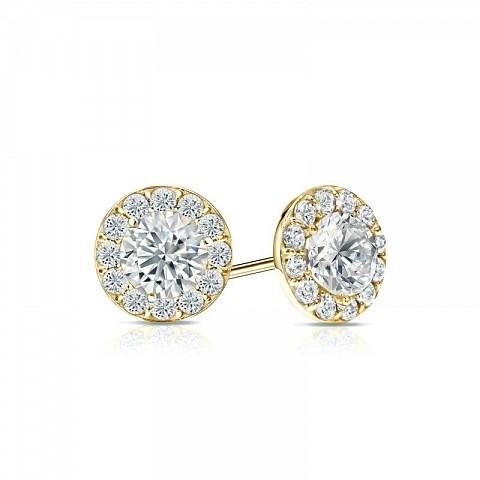 Halo Style Lab Diamond Stud Earrings