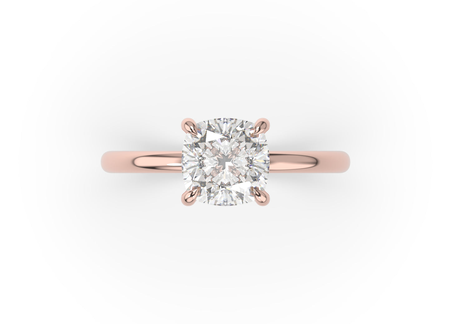 Four Claw Cushion Solitaire Engagement Ring