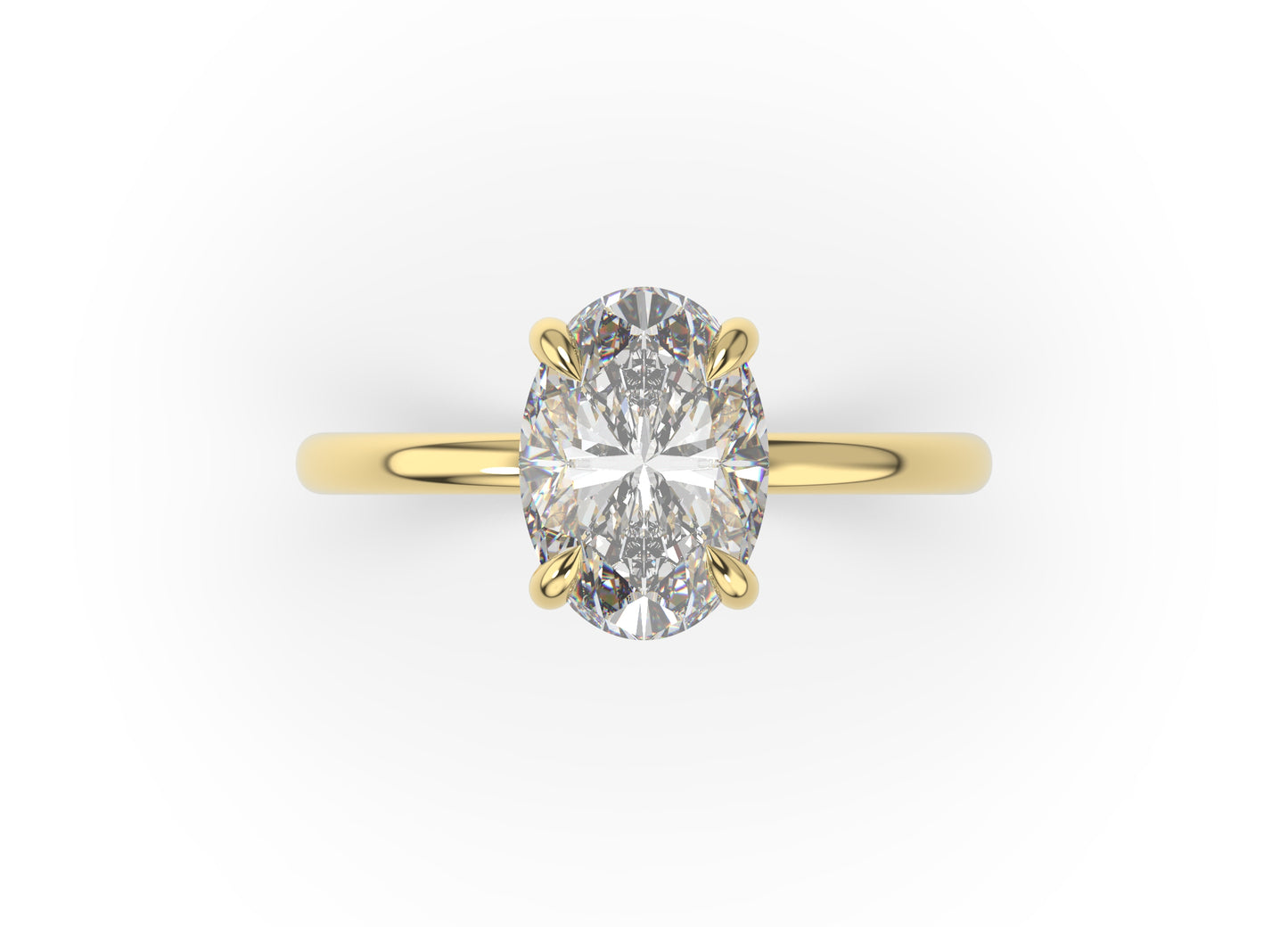 Four Claw Yellow Gold Oval Solitaire Engagement Ring