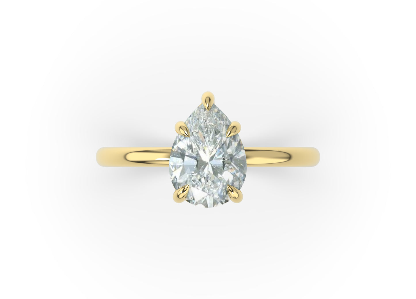 Four Claw Yellow Gold Pear Solitaire Engagement Ring