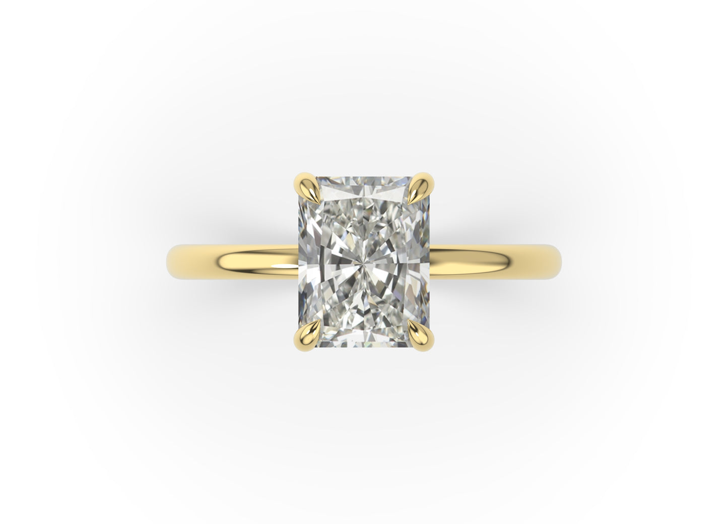 Four Claw Radiant Solitaire Engagement Ring