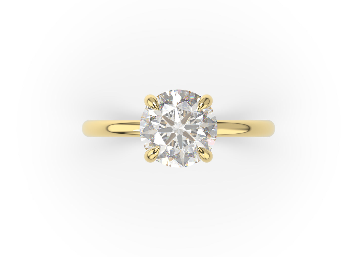 Four Claw Round Brilliant Yellow Gold Solitaire Engagement Ring
