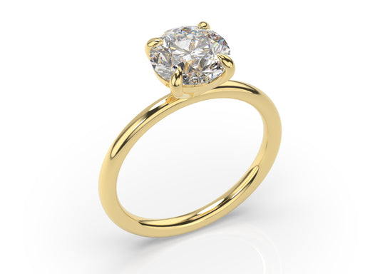 Four Claw Round Brilliant Yellow Gold Solitaire Engagement Ring